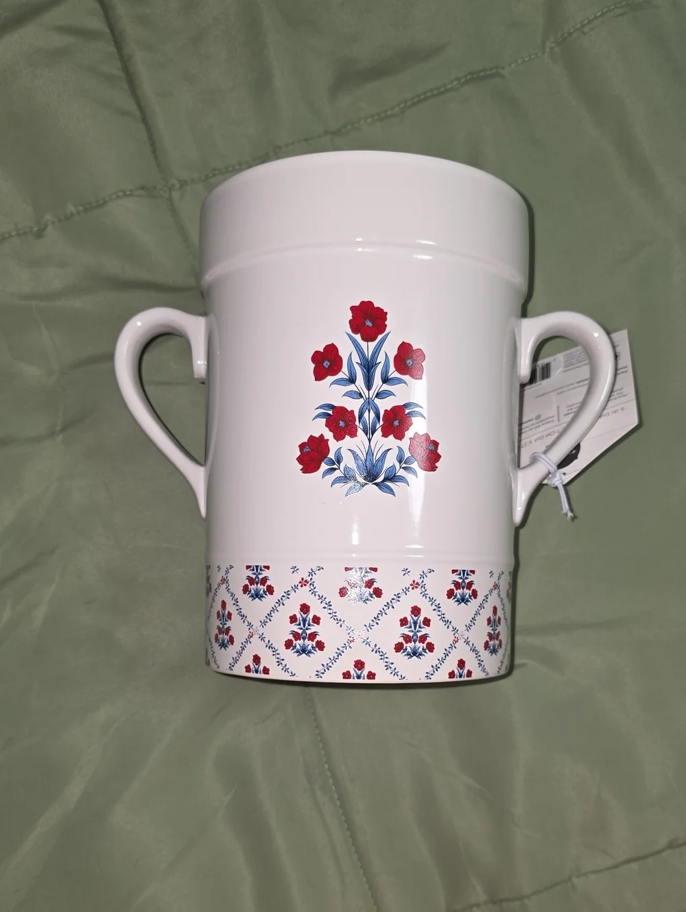 Poppy Trellis Ceramic Utensil Crock, Red,White, & Blue